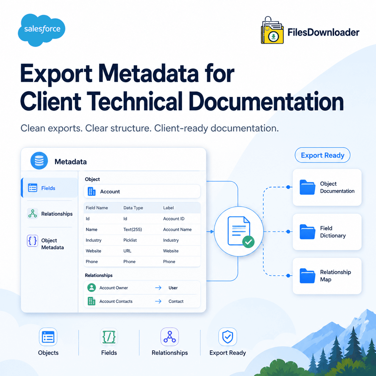 export metadata for client technical documentation